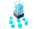 Chessex: Mini 7 Die Set - Translucent Teal/White