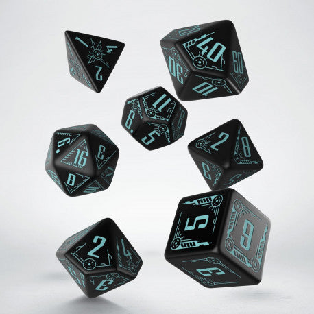 Q Workshop: Galactic Dice Set - Black & Blue (7pcs)