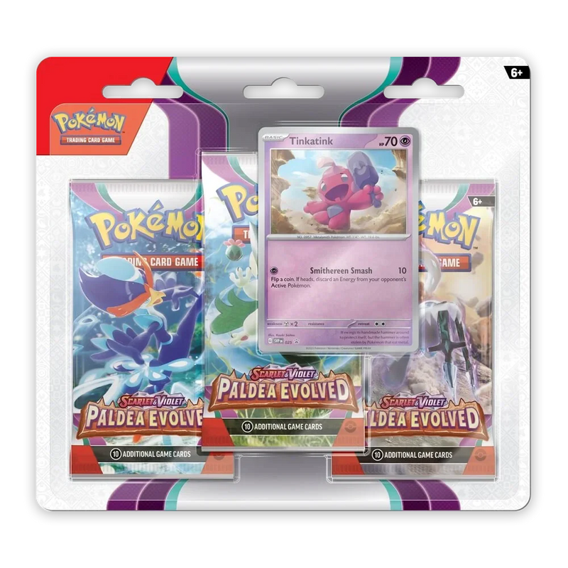 Pokemon TCG Paldea Evolved 3-Pack Blister | Tinkatink or Varoom Pokemon TCG Paldea Evolved 3-Pack Blister | Tinkatink or Varoom